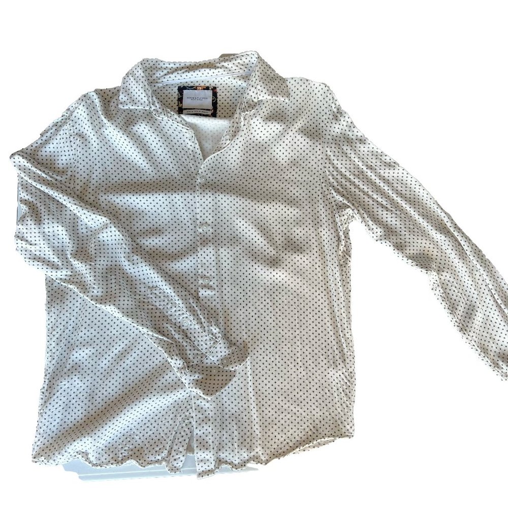 Denim & Flower Ricky Singh White Polka Dot Long Sleeve Button-Up Shirt